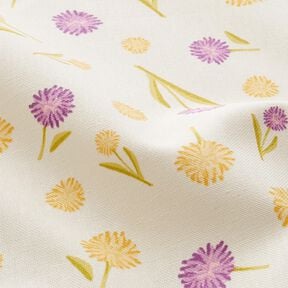 tessuto arredo mezzo panama Piccoli fiori primaverili – bianco lana/giallo vaniglia, 