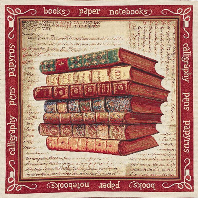 tessuto arredo, taglio di tessuto gobelin libri – beige,  image number 1