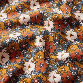 tessuto in cotone cretonne Fiori retró – caramello, 