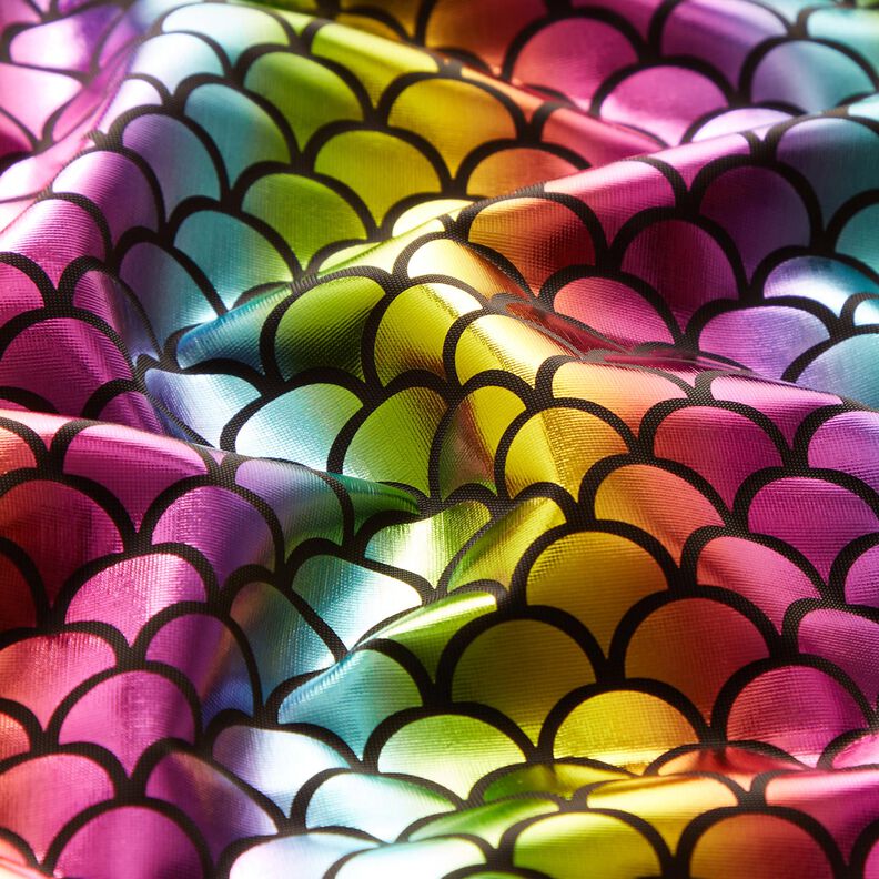 jersey laminato Arcobaleno di scaglie di sirena – nero/mix di colori,  image number 2