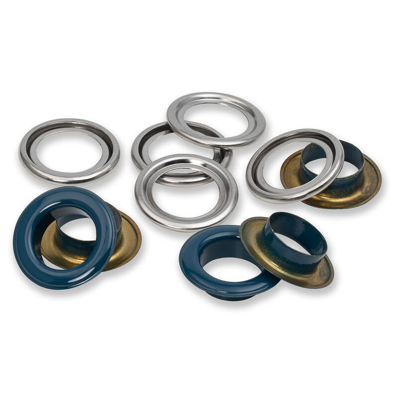 Occhielli con rondelle [15 pezzi | Ø 14 mm] | Prym – blu marino/argento effetto metallizzato,  image number 2