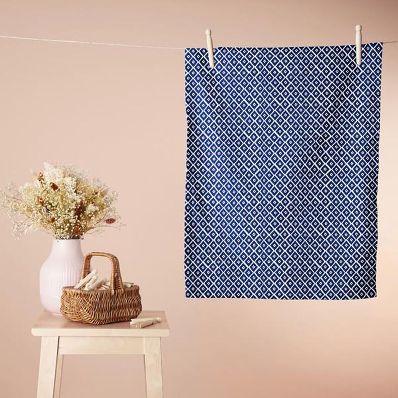 tessuto in cotone cretonne Losanghe – blu,  image number 7