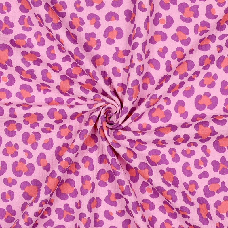 mussolina / tessuto doppio increspato Stampa leopardata colorata | Poppy Fabrics – violetto, image number 3