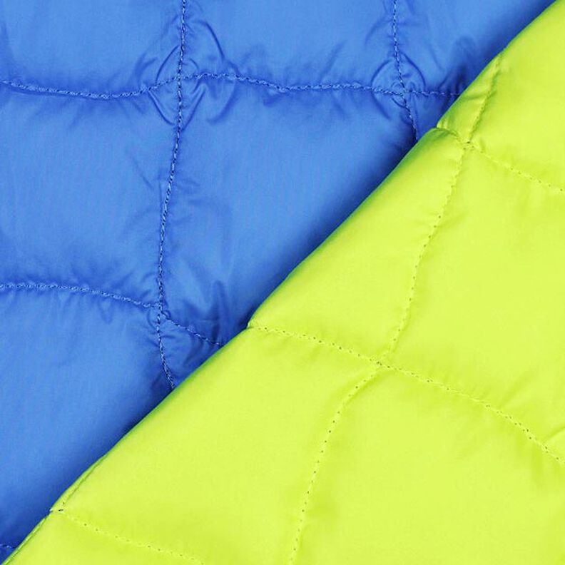 tessuto trapuntato Quadrati ondulati – blu reale/verde neon, image number 4