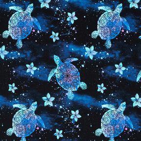 jersey di cotone Tartarughe Aloha | Glitzerpüppi – blu notte/turchese chiaro, 