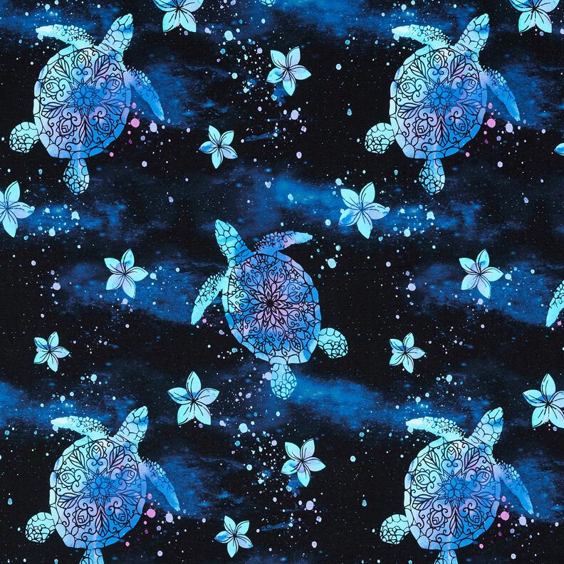 jersey di cotone Tartarughe Aloha | Glitzerpüppi – blu notte/turchese chiaro,  image number 1