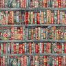 tessuto arredo gobelin Libreria colorata &ndash; abete blu/rosso carminio,  thumbnail number 1