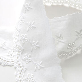 Nastro in pizzo con fiori [65 mm] – bianco, 