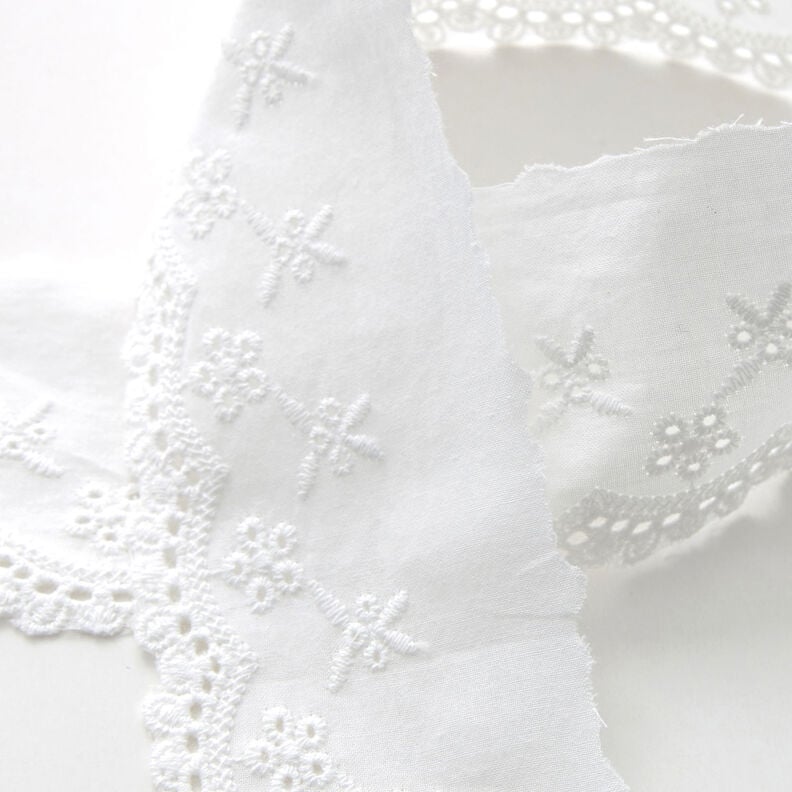 Nastro in pizzo con fiori [65 mm] – bianco,  image number 2