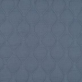 tessuto trapuntato mussola Onde – grigio blu, 