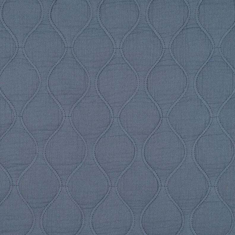 tessuto trapuntato mussola Onde – grigio blu,  image number 1