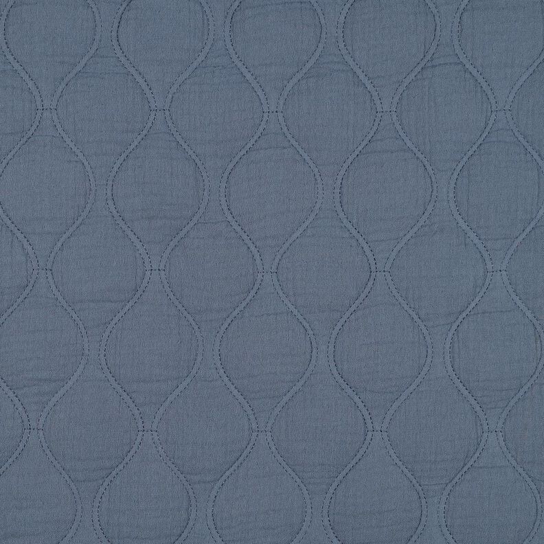 tessuto trapuntato mussola Onde – grigio blu, image number 1