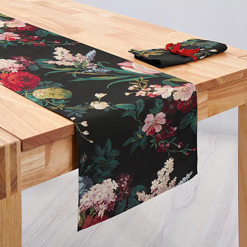 tessuto arredo gobelin Mazzi di fiori – nero/rosso carminio,  image number 7