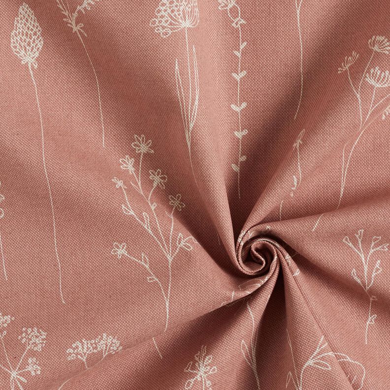 tessuto arredo mezzo panama Delicati fiori – rosa anticato,  image number 3