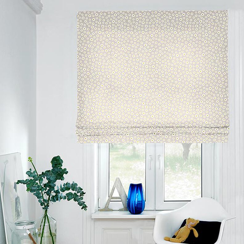 tessuto arredo mezzo panama piccole margherite – naturale/bianco,  image number 6