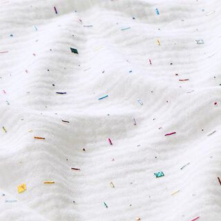 mussolina / tessuto doppio increspato arcobaleno righe glitter stampa laminata – bianco lana, 