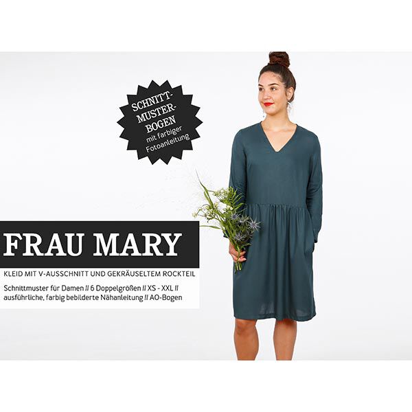 FRAU MARY - abito con scollo a V e arricciatura sulla gonna, Studio Schnittreif | XS - XXL, image number 1