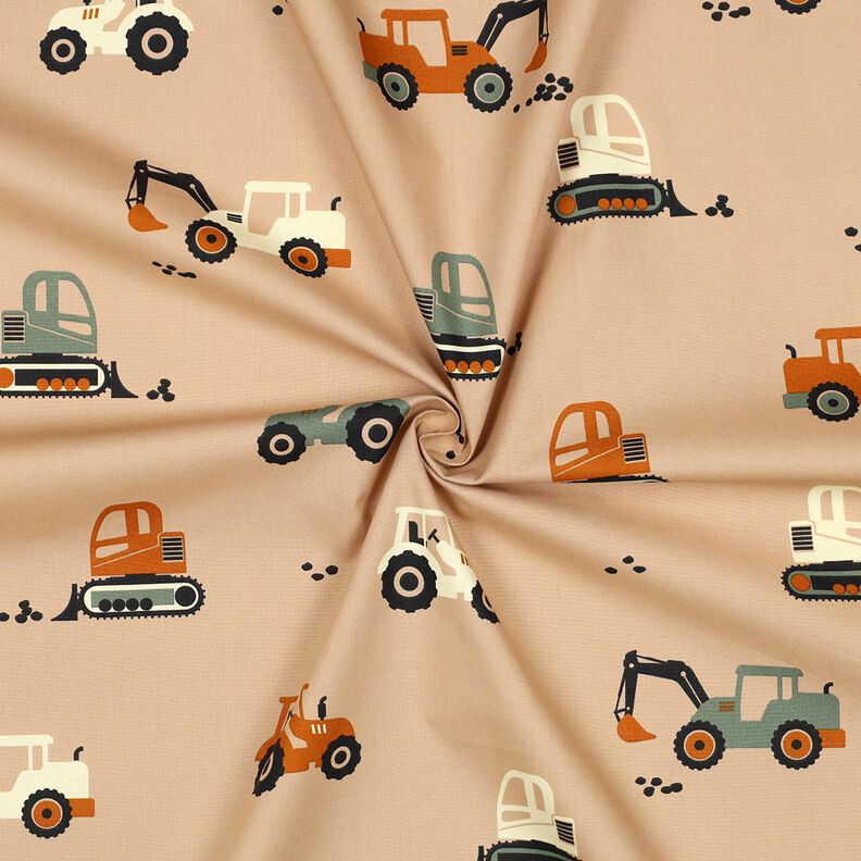 popeline di cotone Escavatori e trattori | Poppy Fabrics – beige, image number 3