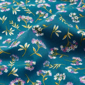 tessuto in cotone cretonne fiori delicati – blu oceano, 
