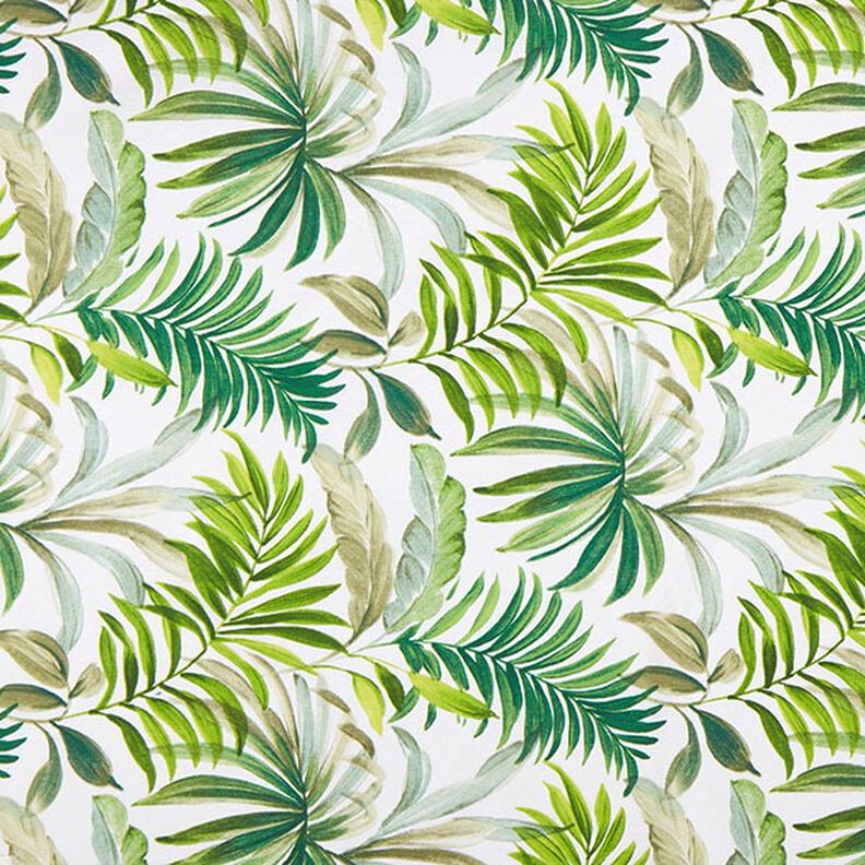 tessuto arredo tessuto canvas foglie esotiche – verde/bianco, image number 1