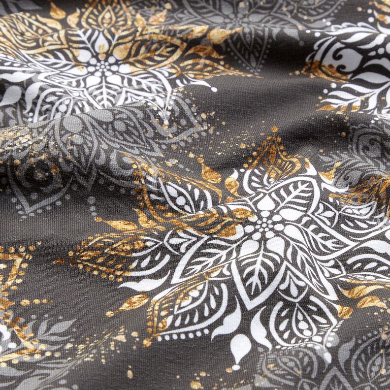 French terry Magia Invernale Mandala | Glitzerpüppi  – argento anticato/oro anticato,  image number 2