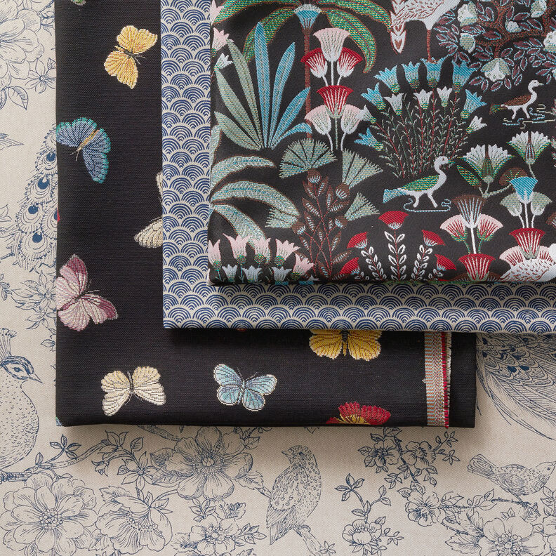 tessuto arredo gobelin Sciame di farfalle – nero,  image number 6