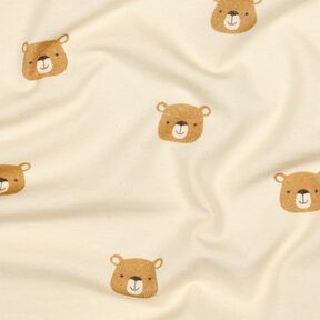 GOTS jersey di cotone orsi | Poppy Fabrics – bianco lana/marrone chiaro, 