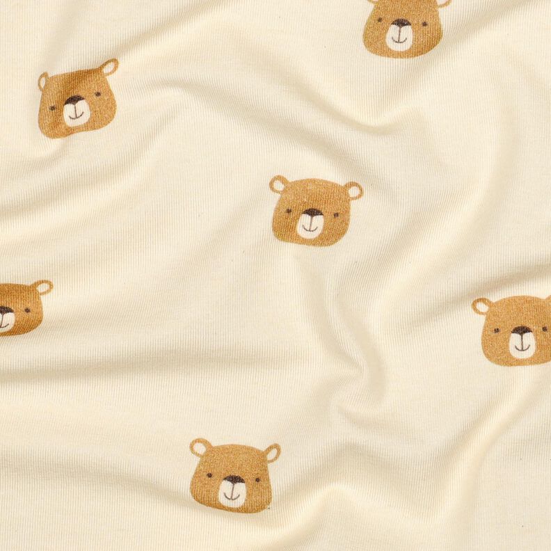 GOTS jersey di cotone orsi | Poppy Fabrics – bianco lana/marrone chiaro,  image number 2