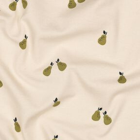 GOTS jersey di cotone pere | Poppy Fabrics – beige chiaro/verde oliva chiaro, 