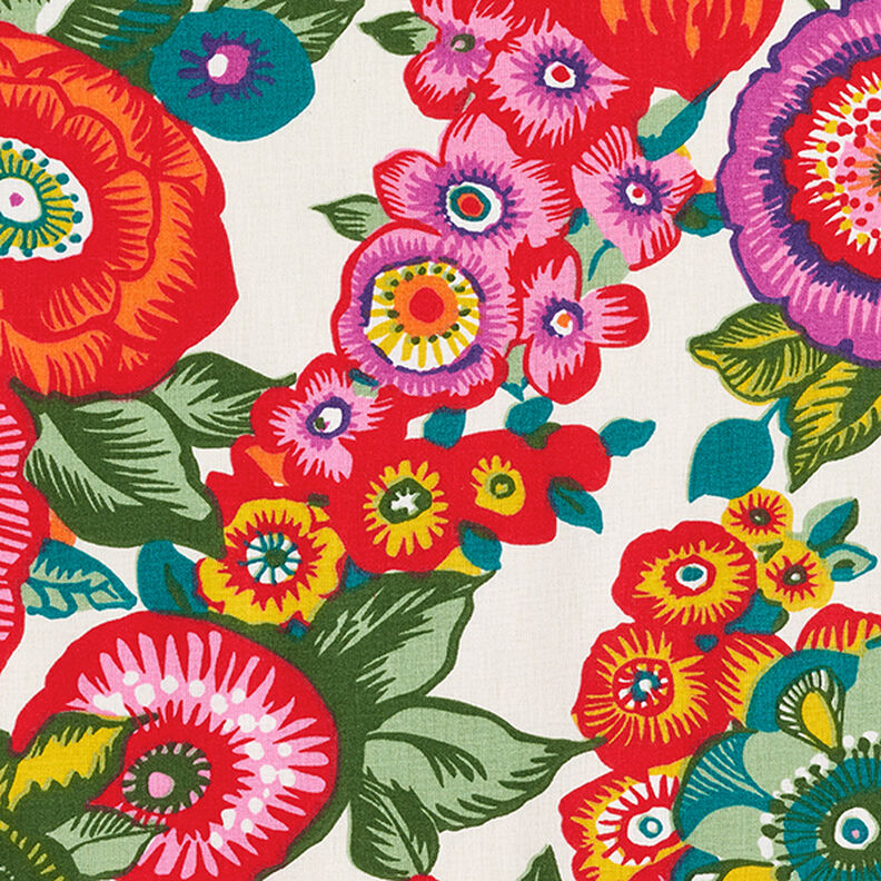 tessuto in cotone cretonne motivo floreale – rosso,  image number 5