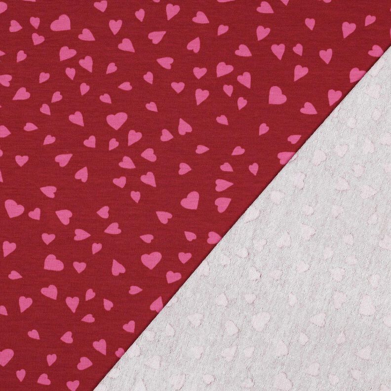 felpa estiva cuori | Poppy Fabrics – rosso scuro/pink, image number 3