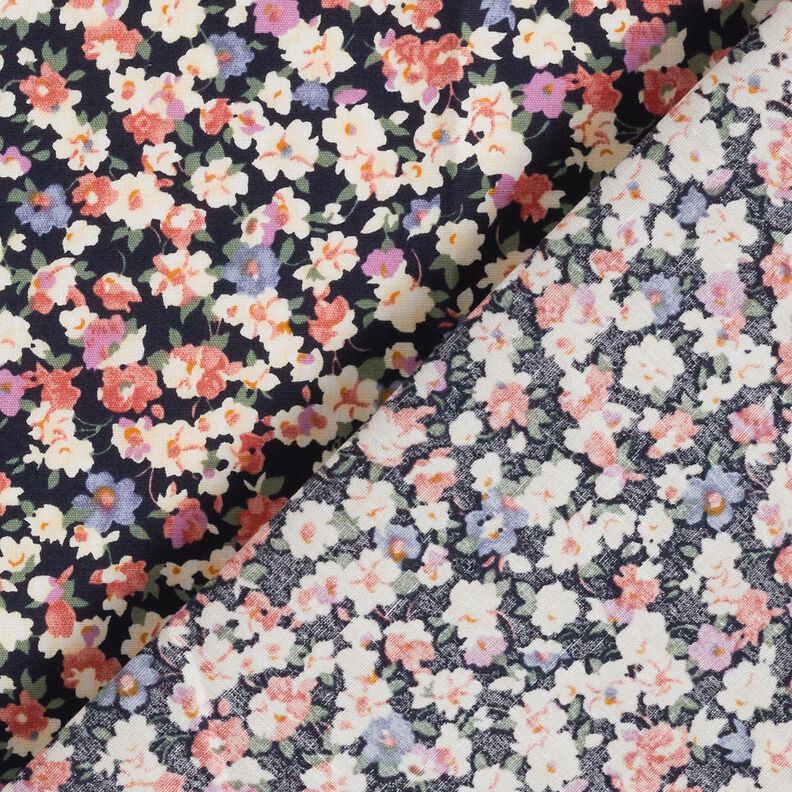 Millefiori in popeline di cotone – nero-azzurro/bianco lana,  image number 4