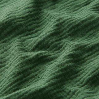 GOTS mussolina / tessuto doppio increspato | Tula – verde scuro, 