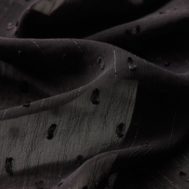 Chiffon Dobby gessato metallizzato – nero/argento effetto metallizzato,  image number 2