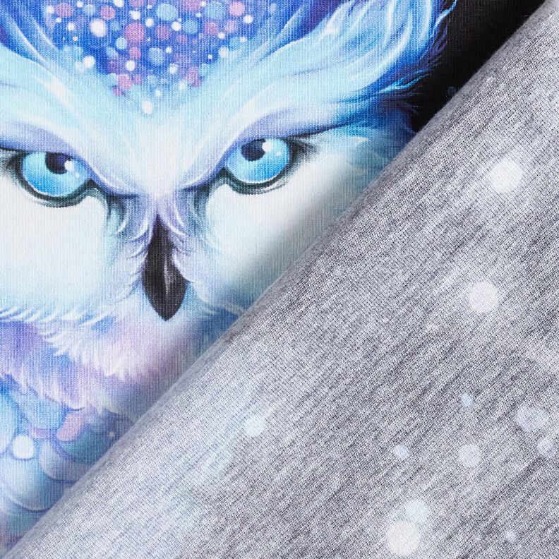 jersey di cotone Gufo invernale taglio di tessuto | Glitzerpüppi – nero/uva,  image number 4