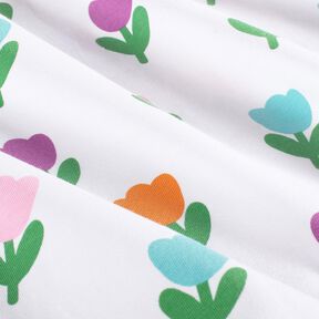 jersey di cotone Tulipani stilizzati – bianco/lillà rosso, 