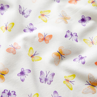 jersey di cotone Farfalle con brillantini – bianco lana/argento, 