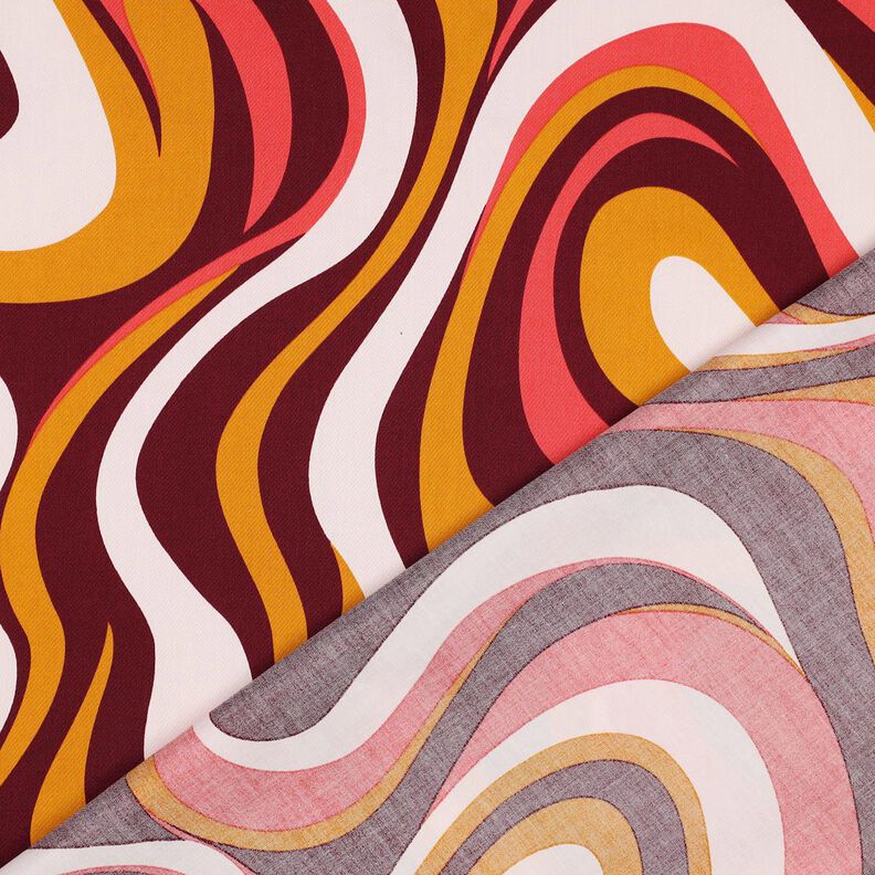 satin di cotone Onde retrò | Poppy Fabrics – rosso Bordeaux/giallo curry,  image number 4