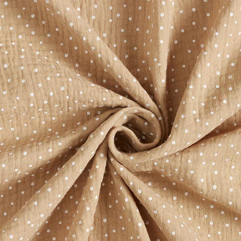 mussolina / tessuto doppio increspato piccoli pois – beige/bianco,  image number 3
