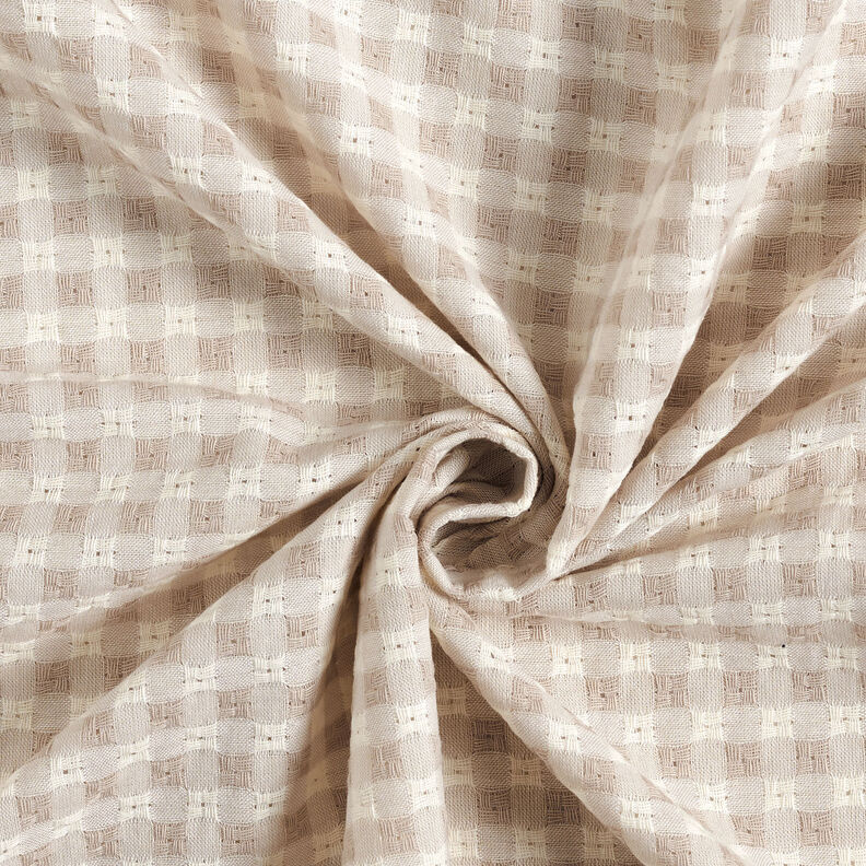 Tessuto in cotone a quadri strutturati – bianco/anacardo,  image number 4