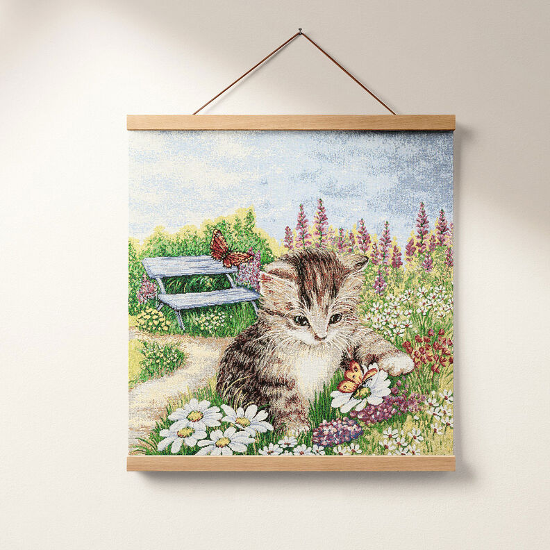 taglio di tessuto arredo gobelin Gattini giocosi – rosso carminio/beige chiaro,  image number 7