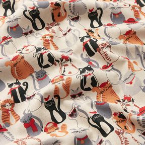 tessuto arredo mezzo panama Gatti eleganti – naturale/grigio, 