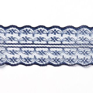 fettuccia pizzo e voile [48 mm] - blu marino, 