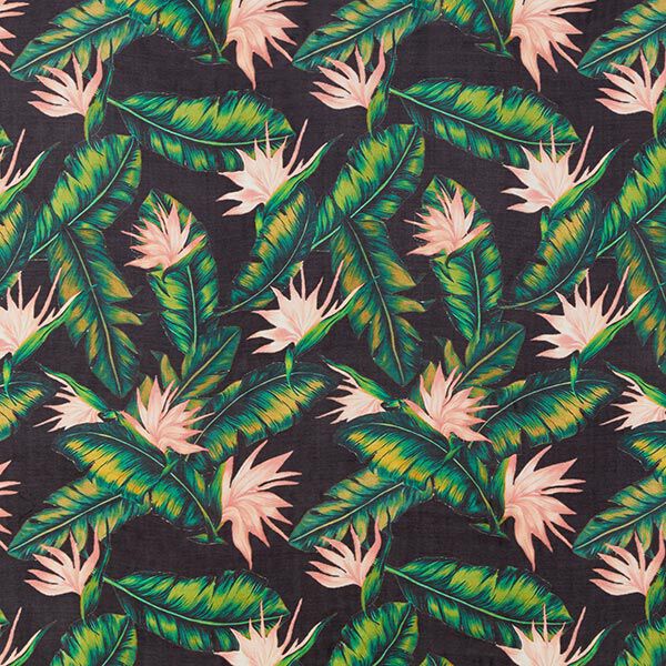 chiffon di seta, fiori tropicali – blu notte, image number 1