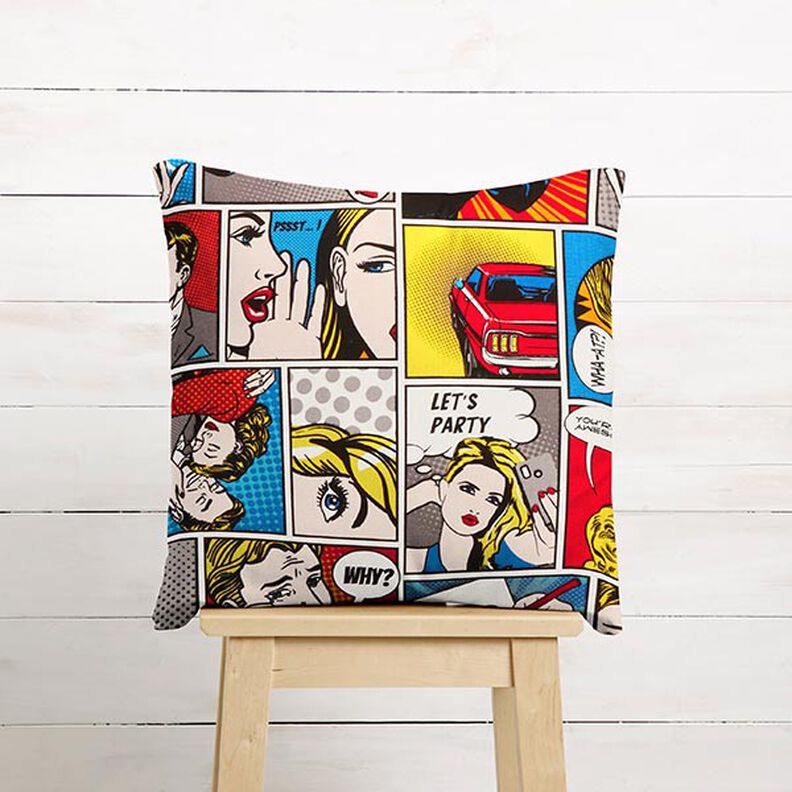 tessuto arredo mezzo panama fumetto pop art – bianco,  image number 7