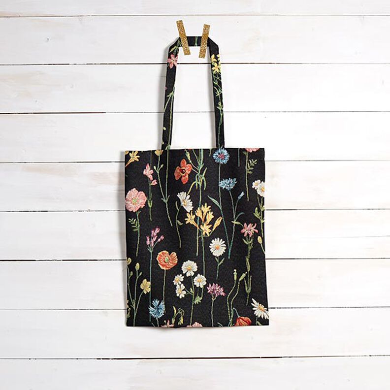 tessuto arredo gobelin fiori selvatici – nero/rosé,  image number 7