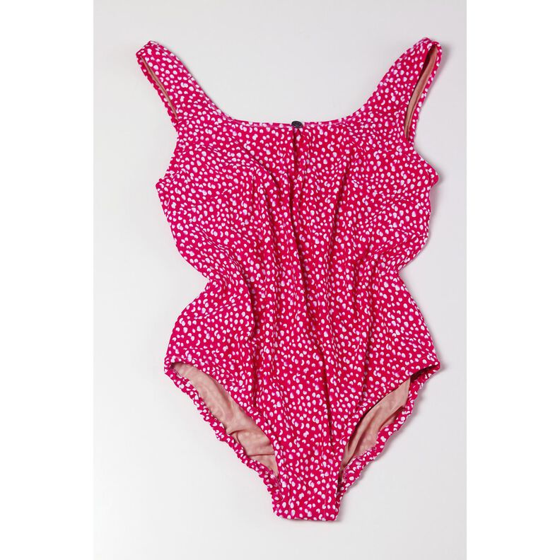 Tessuto per costumi da bagno a mini pois – rosa fucsia acceso/bianco,  image number 7