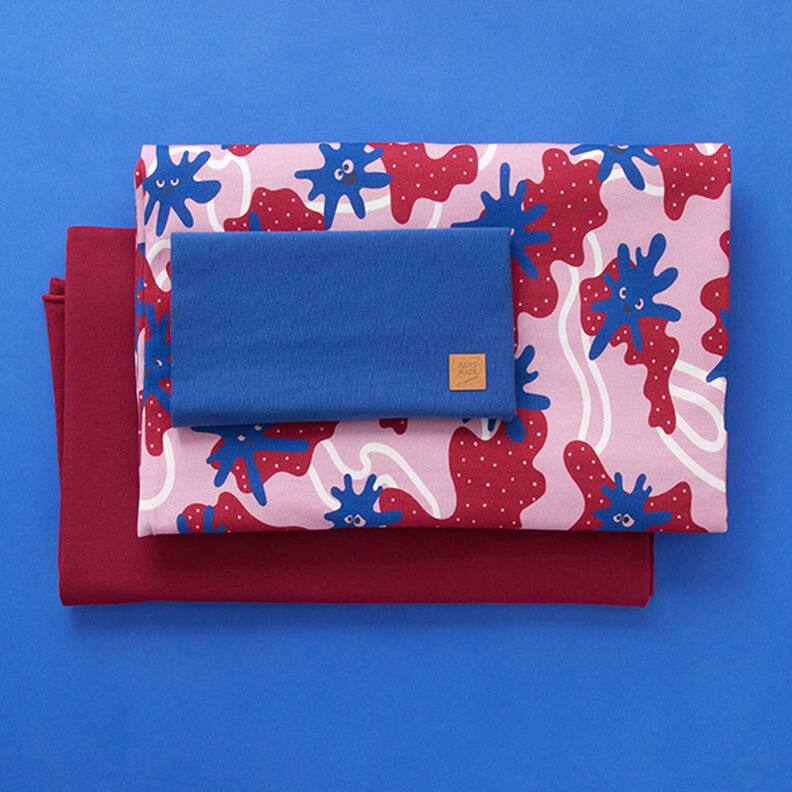 Confezione di tessuto in felpa con mostri Globber | PETIT CITRON – violetto pastello/blu reale,  image number 2