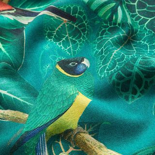 tessuto arredo tessuto canvas uccelli del paradiso – verde scuro, 