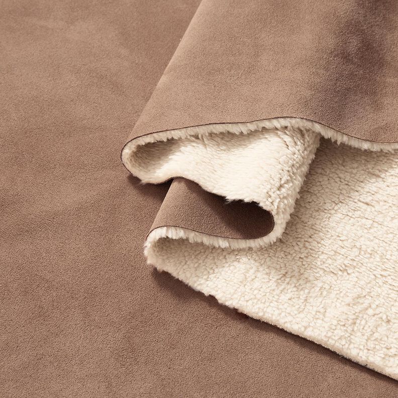 Velluto con retro in pelliccia Sherpa – marrone medio, image number 2